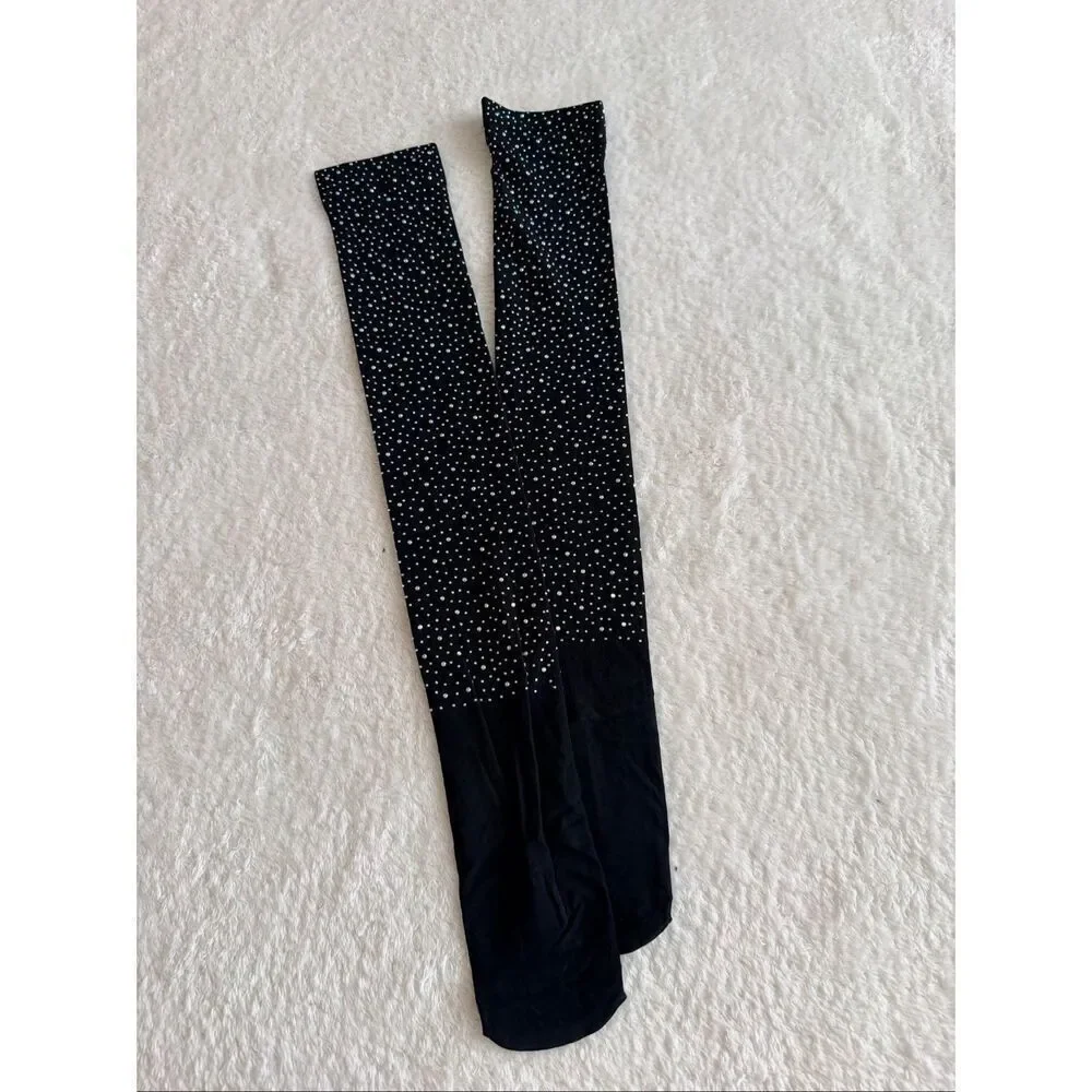 NWOT Black Rhinestone Knee-High Socks